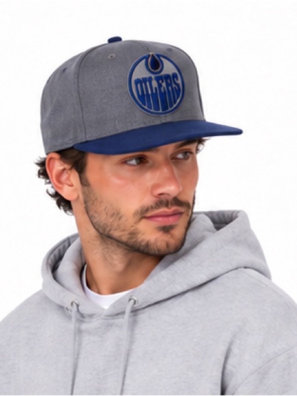 Edmonton Oilers New Era 59FIFTY Fitted Hat 7 5/8 Grey Blue NHL Cap